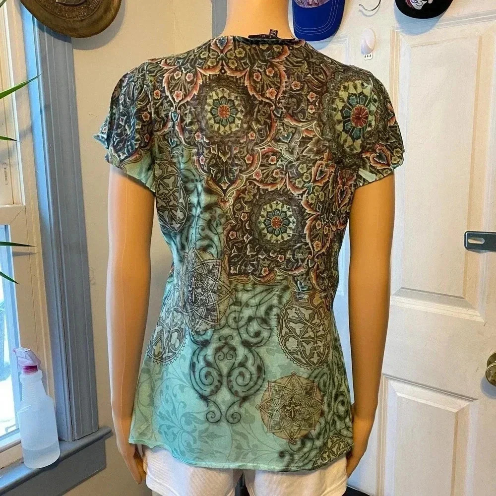 B.L.E.U Boho Design Rare Top Women Size PM - Picture 2 of 6